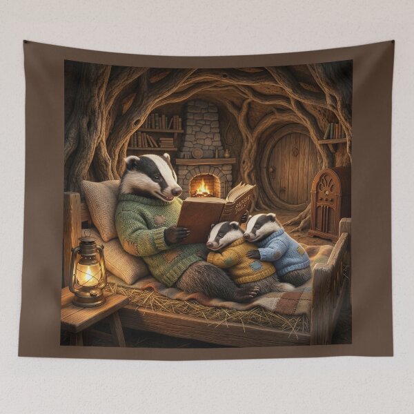 Item preview, Badger Reads To Cubs in Cozy Den designed and sold by Tridentulus.