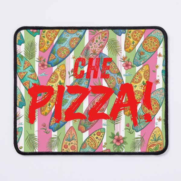 Item preview, Che Pizza Retro Surfboard Seamless Pattern, Tropical Floral Surf and Pizza Summer Design designed and sold by VibranPalette.