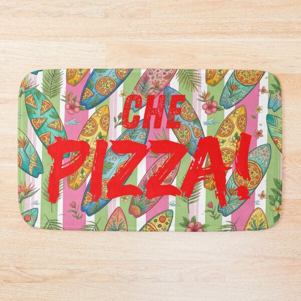 Item preview, Che Pizza Retro Surfboard Seamless Pattern, Tropical Floral Surf and Pizza Summer Design designed and sold by VibranPalette.