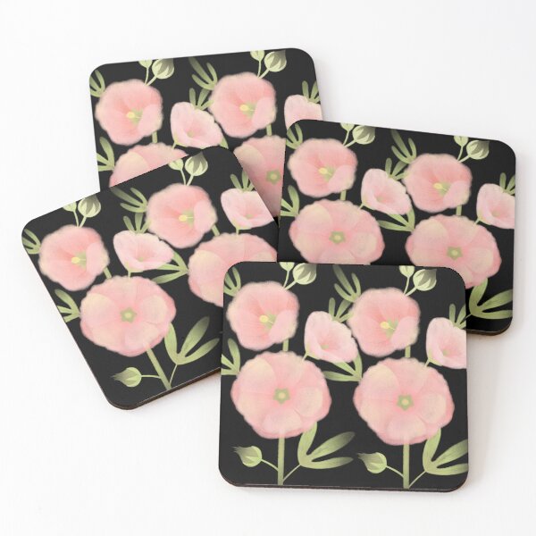 Item preview, Dark Mallow Flowers | Midnight Botanical Aesthetic Pattern designed and sold by Rawafi Art Studio.