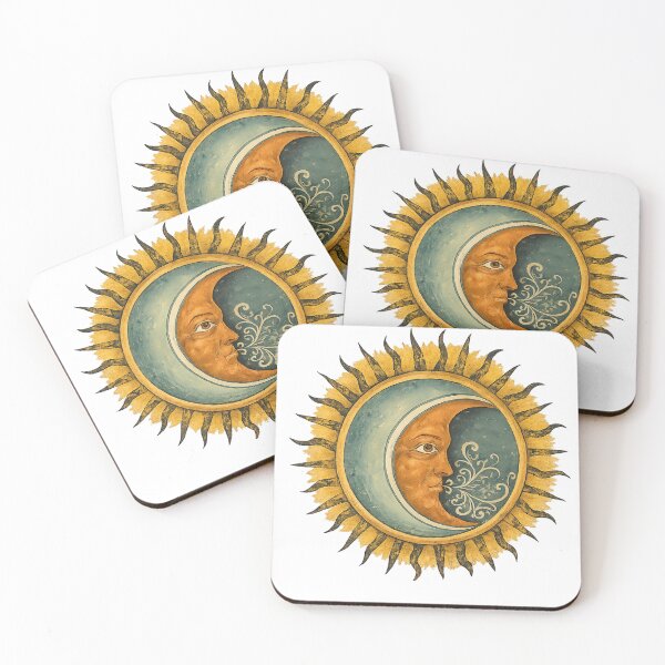 Item preview, Celestial Vintage Sun Moon Art for Boho Decor Lovers designed and sold by RickE.