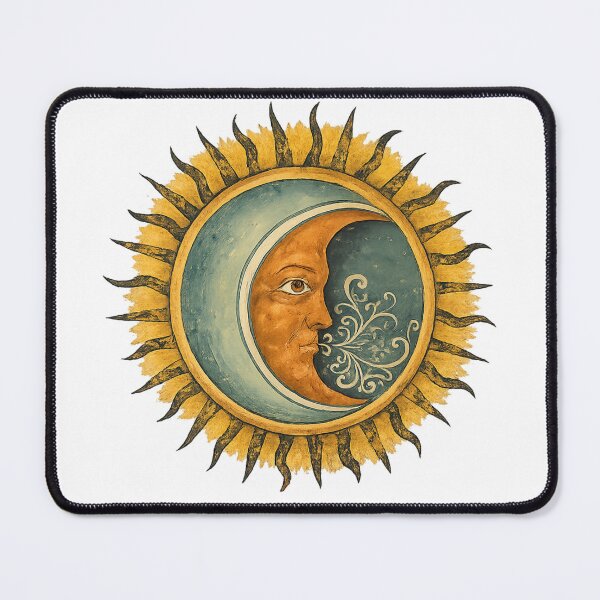 Item preview, Celestial Vintage Sun Moon Art for Boho Decor Lovers designed and sold by RickE.
