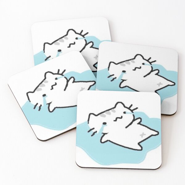 Item preview, Crying Cat Floating in Tears Cute Sad Cartoon designed and sold by Katara Studio.
