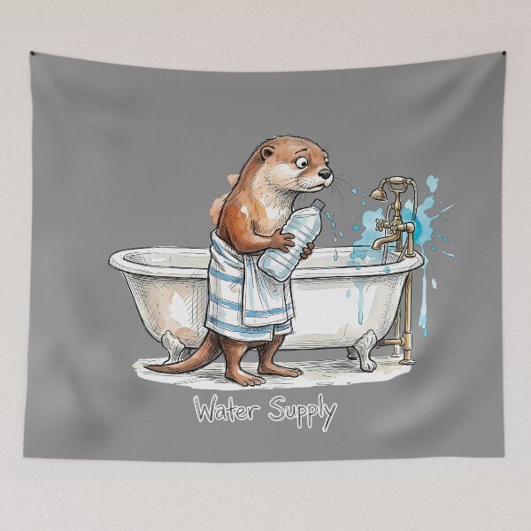 Item preview, Water Supply - Funny Otter Bathtub Satire designed and sold by SoulPT.