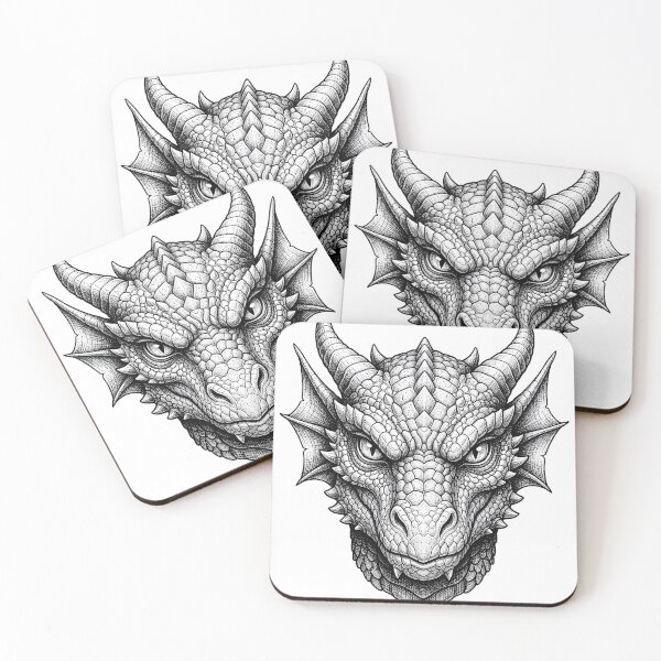 Item preview, Fierce Dragon Head Illustration | Detailed Fantasy Dragon Face Art | Mythical Creature Design designed and sold by Darkness Hole.