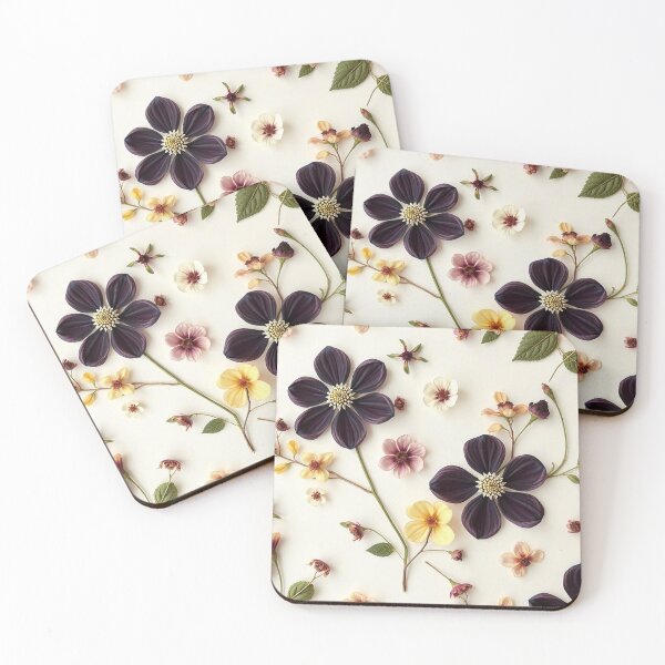 Item preview, Dark Purple Yellow Floral Flat Layout designed and sold by IntelliMindDesigns.