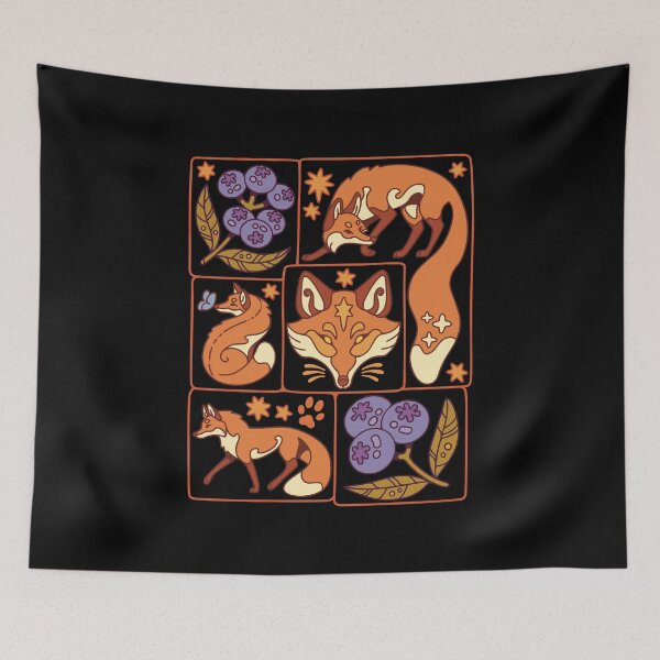 Item preview, Foxes & Blueberries designed and sold by Erika Vaigel Creations.