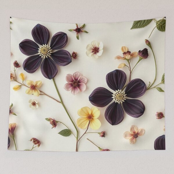 Item preview, Dark Purple Yellow Floral Flat Layout designed and sold by IntelliMindDesigns.