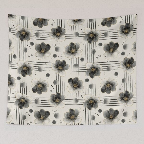 Item preview, ​Gothic Black Watercolor Floral Pattern designed and sold by wissal.studio.