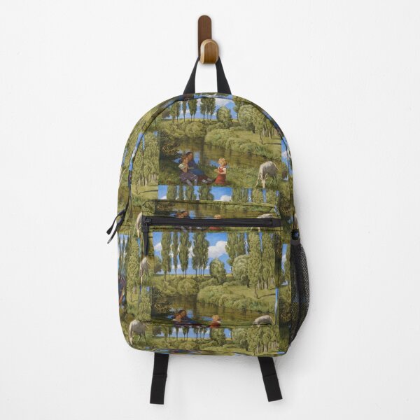 Item preview, Am Stillen Bach by Hans Thoma 1901 — Vintage Pastoral Children & Goat Painting designed and sold by artofuniverse.