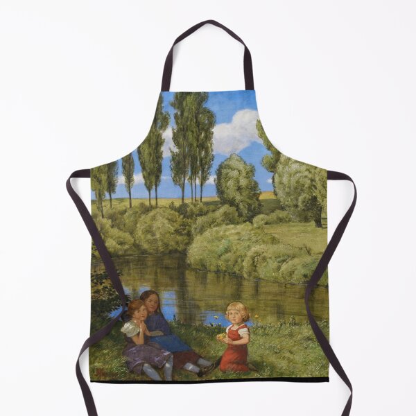 Item preview, Am Stillen Bach by Hans Thoma 1901 — Vintage Pastoral Children & Goat Painting designed and sold by artofuniverse.