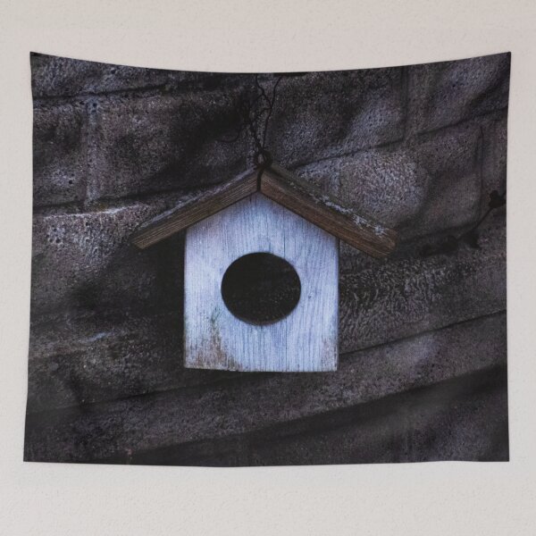 Item preview, Weathered Birdhouse on a Dark Stone Wall designed and sold by LueNoir.
