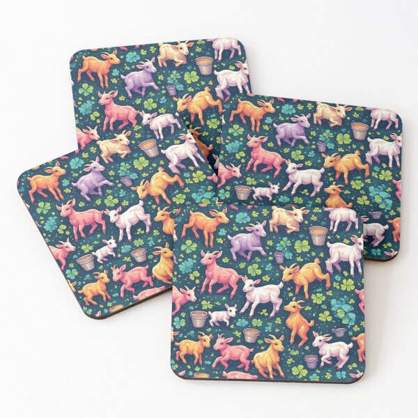 Item preview, Whimsical Pastel Goats in Clover Field designed and sold by dcohea.