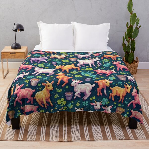 Item preview, Whimsical Pastel Goats in Clover Field designed and sold by dcohea.