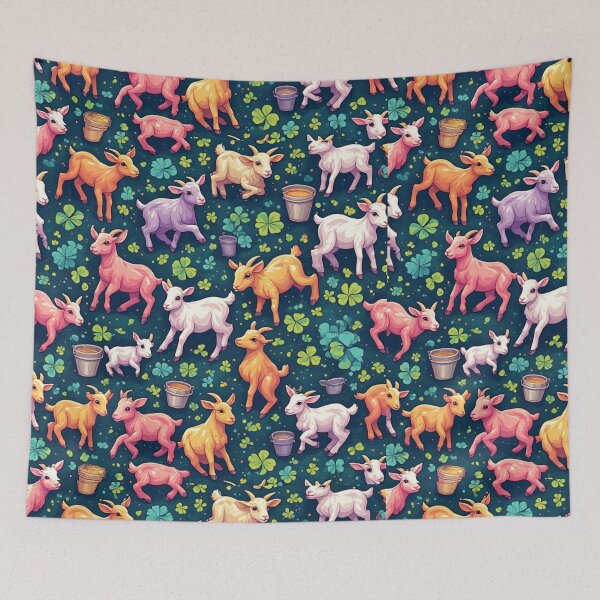 Item preview, Whimsical Pastel Goats in Clover Field designed and sold by dcohea.