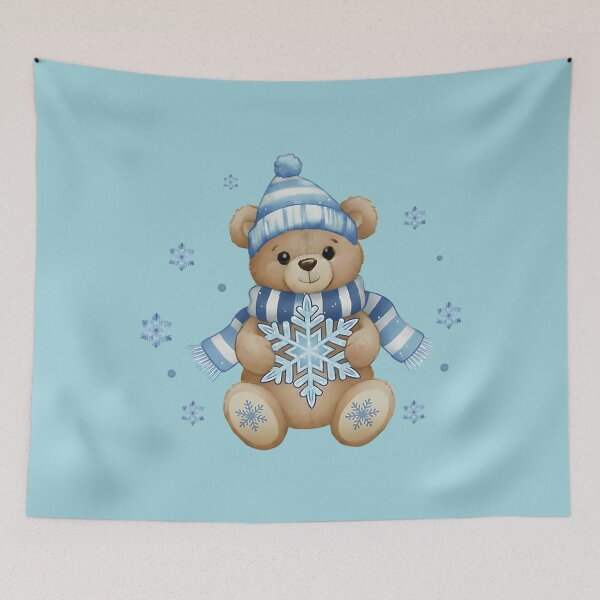 Item preview, Bear Blue Snowflake Watercolor Aesthetic designed and sold by JohannaLilly.
