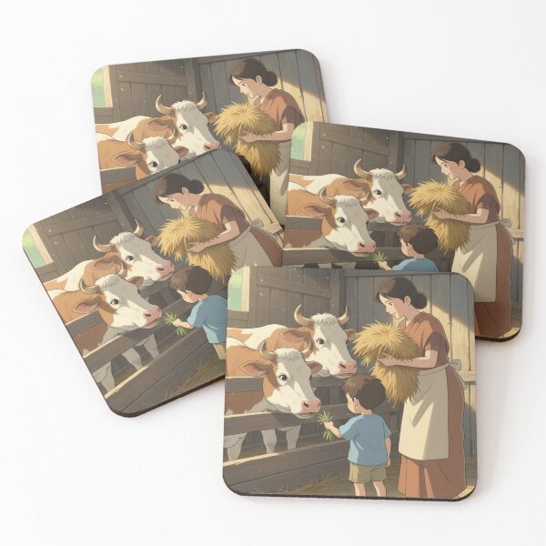 Item preview, Farm Friends | Child Feeding Cows Illustration designed and sold by Khatumeye.