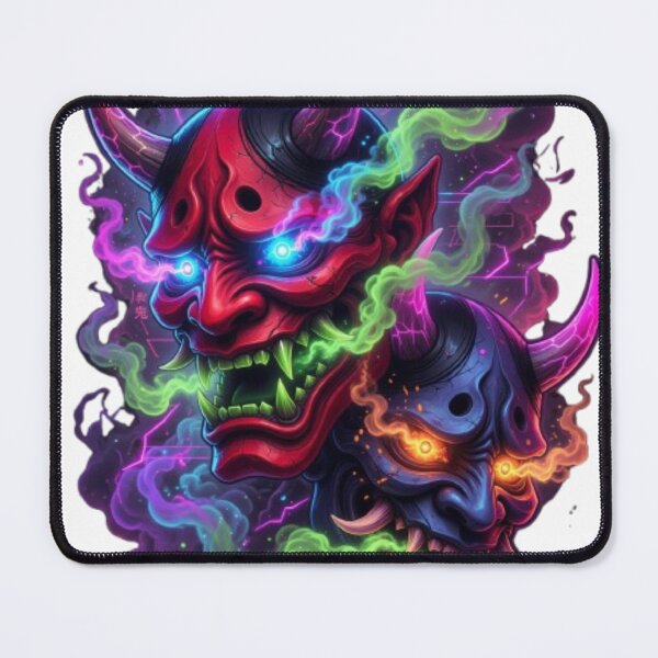 Item preview, Neon Oni Mask – Cyber Demon Japanese Streetwear Tee designed and sold by PixelStyle Studio.