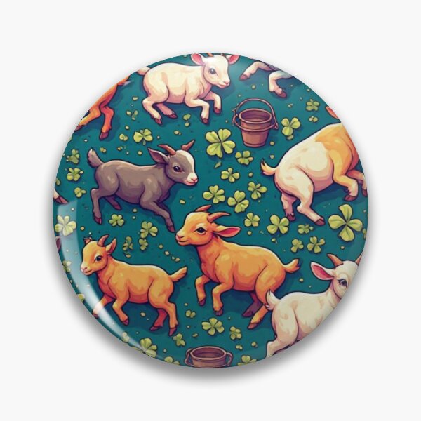Item preview, Whimsical Pastel Goats in Clover Field designed and sold by dcohea.