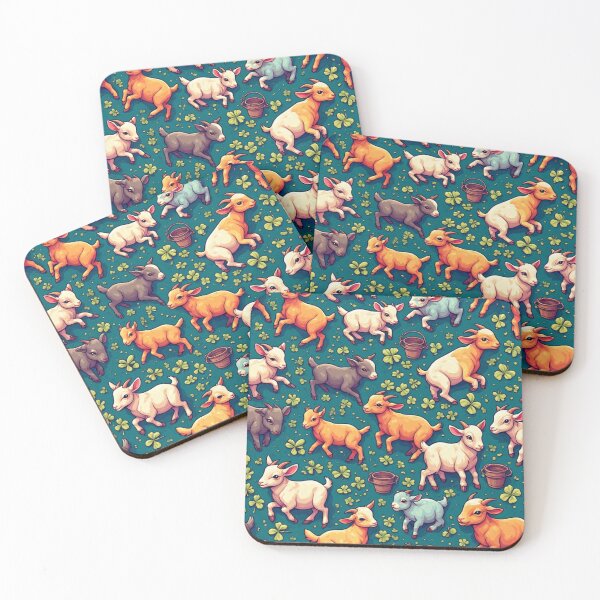 Item preview, Whimsical Pastel Goats in Clover Field designed and sold by dcohea.