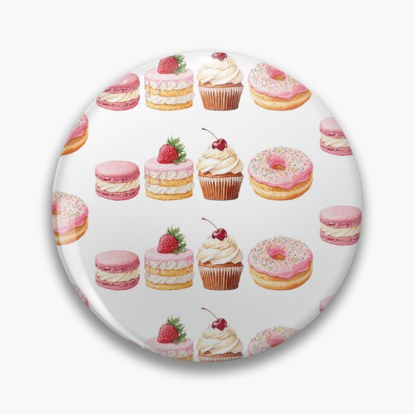 Item preview, Watercolor Pink Desserts Set - Macaron, Cake, Cupcake, and Donut designed and sold by KubbyArt.