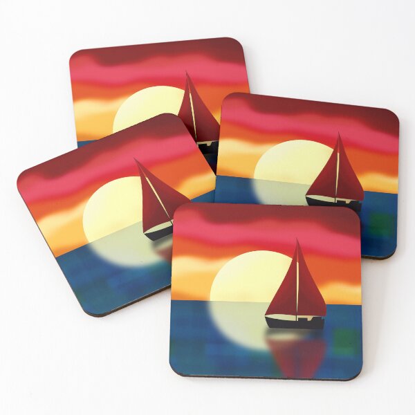 Item preview, Boat with Red Sails at Sunset designed and sold by Andrew  Hitchen.