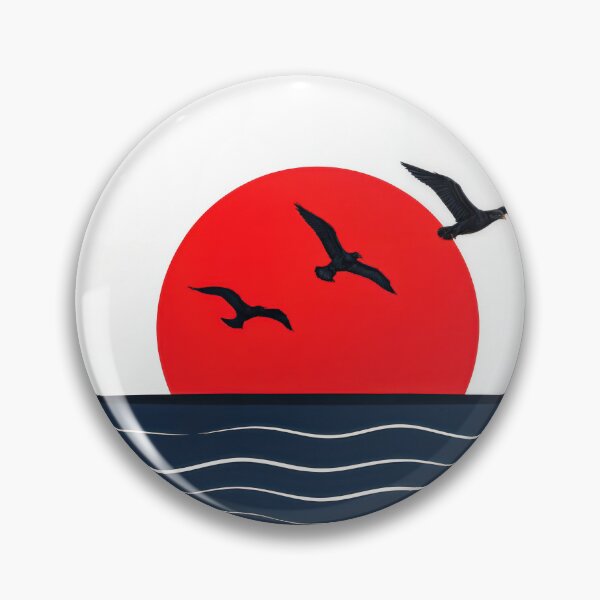 Item preview, Red Sunrise Over Blue Water with Seagulls designed and sold by Maria Dryfhout.