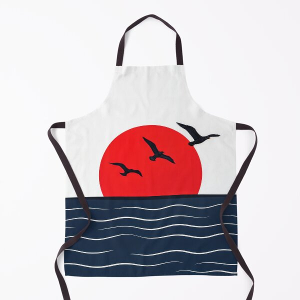 Item preview, Red Sunrise Over Blue Water with Seagulls designed and sold by Maria Dryfhout.
