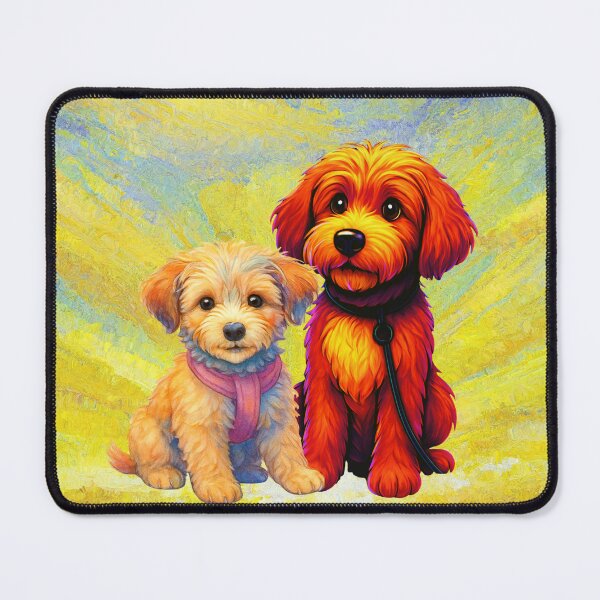 Item preview, Doodle pups in sunrise painting designed and sold by Doodles Down South.
