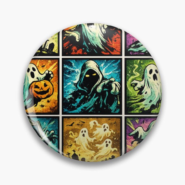 Item preview, Retro Ghost Pop Art Grid – Spooky Halloween Comic Style designed and sold by redsharkuk.
