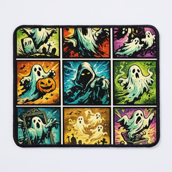 Item preview, Retro Ghost Pop Art Grid – Spooky Halloween Comic Style designed and sold by redsharkuk.
