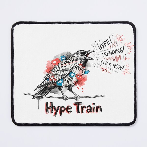 Item preview, The Hype Train Crow - Social Media Noise Illustration designed and sold by SoulPT.