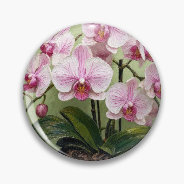 Item preview, Impasto Artwork Pink Orchids in Black Pot designed and sold by Maria Dryfhout.