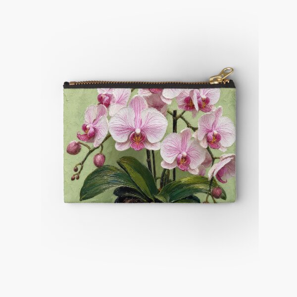 Item preview, Impasto Artwork Pink Orchids in Black Pot designed and sold by Maria Dryfhout.