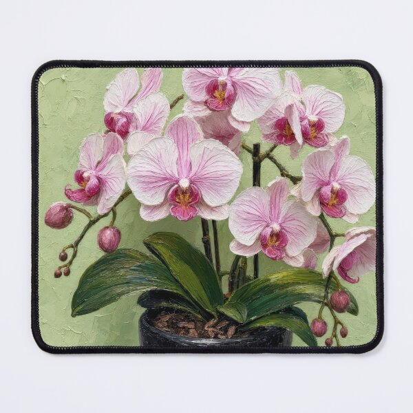Item preview, Impasto Artwork Pink Orchids in Black Pot designed and sold by Maria Dryfhout.
