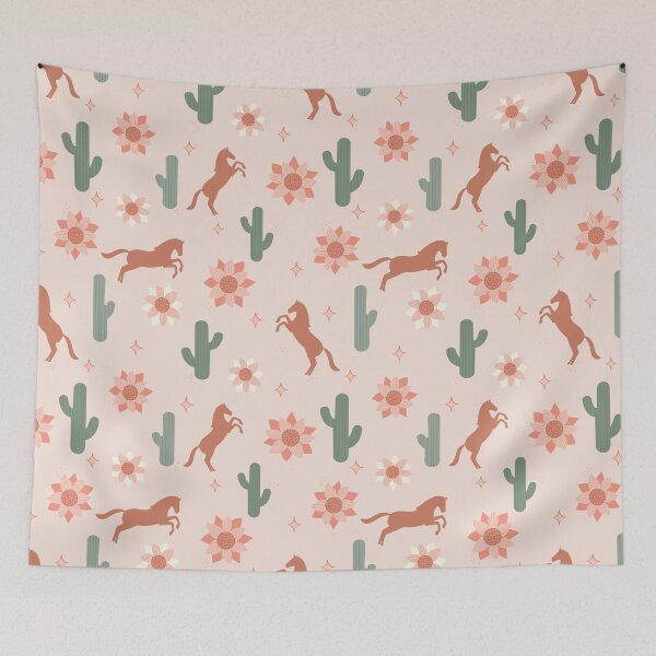 Item preview, Wild West Horse and Cactus Seamless Pattern Boho Desert Aesthetic designed and sold by anigui.