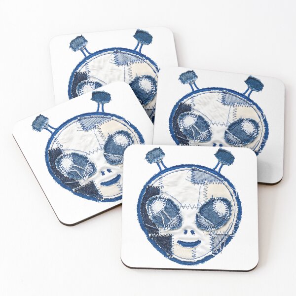 Item preview, intage Denim Patchwork Alien Head designed and sold by HornbillDesign.