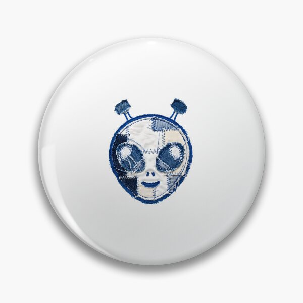 Item preview, intage Denim Patchwork Alien Head designed and sold by HornbillDesign.