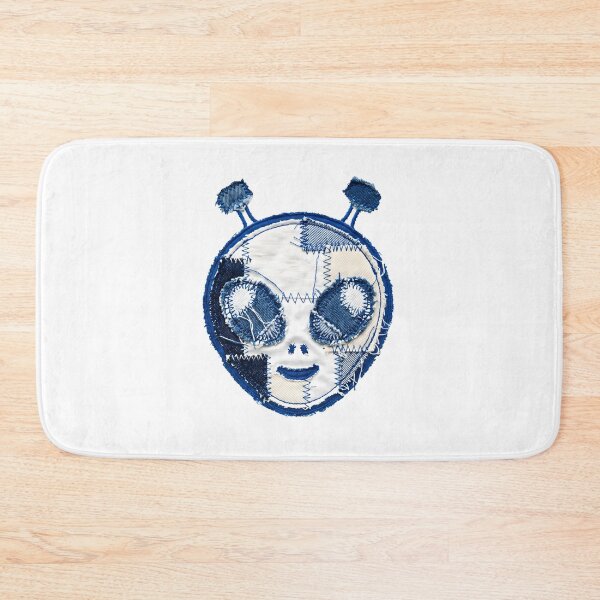 Item preview, intage Denim Patchwork Alien Head designed and sold by HornbillDesign.