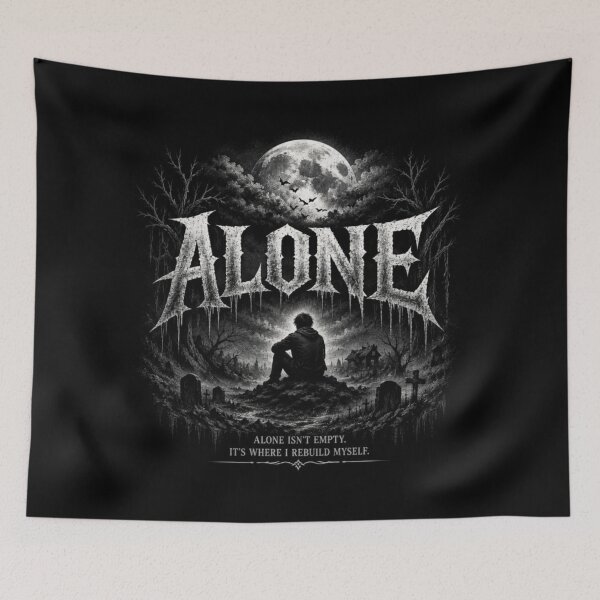 Item preview, ALONE Gothic Horror Aesthetic – Dark Streetwear Design designed and sold by NovaInfinityStudio.