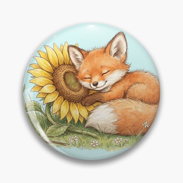 Item preview, Cozy Watercolor Sleeping Red Fox Curled Up on Sunflower Art designed and sold by BreezifyDesignStudio.