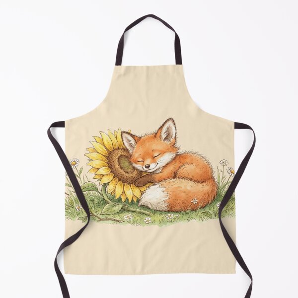 Item preview, Cozy Watercolor Sleeping Red Fox Curled Up on Sunflower Art designed and sold by BreezifyDesignStudio.