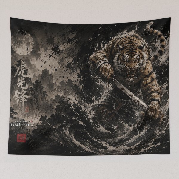 Item preview, Black Myth Wukong Tiger Vanguard Warrior Ink Shadow Fantasy designed and sold by Fei Long Design Hub.