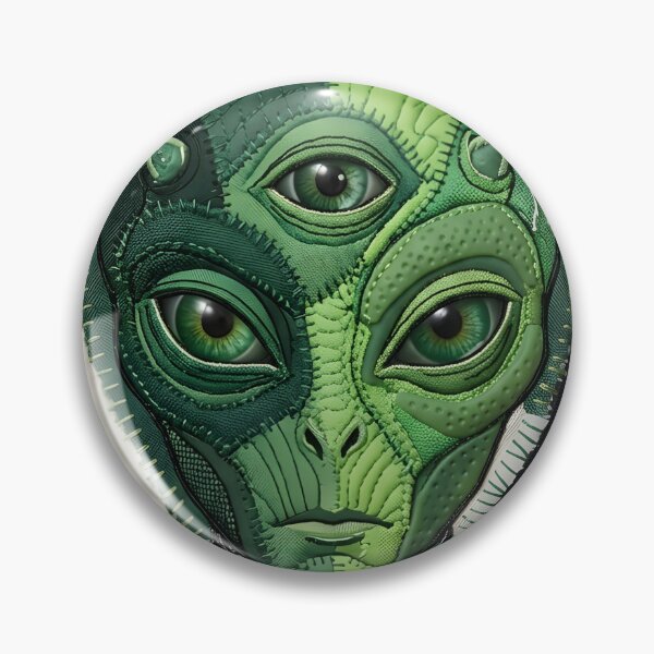 Item preview, Steampunk Green Alien Tri-Eye Textile Design designed and sold by HornbillDesign.