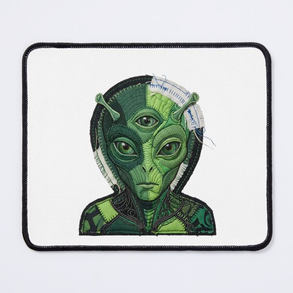 Item preview, Steampunk Green Alien Tri-Eye Textile Design designed and sold by HornbillDesign.