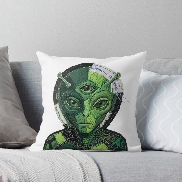 Item preview, Steampunk Green Alien Tri-Eye Textile Design designed and sold by HornbillDesign.