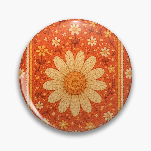 Item preview, Orange Cottage Daisy rug- Meadow Hill Inspired Floral designed and sold by Christina Lumenara.