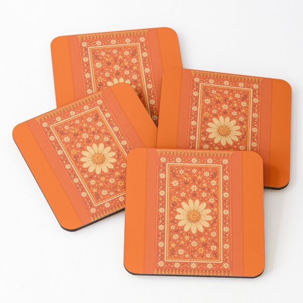 Item preview, Orange Cottage Daisy rug- Meadow Hill Inspired Floral designed and sold by Christina Lumenara.