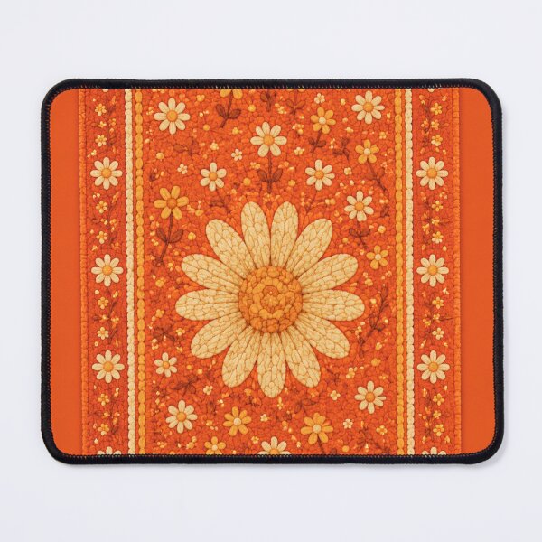 Item preview, Orange Cottage Daisy rug- Meadow Hill Inspired Floral designed and sold by Christina Lumenara.