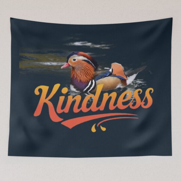 Item preview, Mandarin Duck Sticker - Kindness Typography art designed and sold by Tama-sirth.